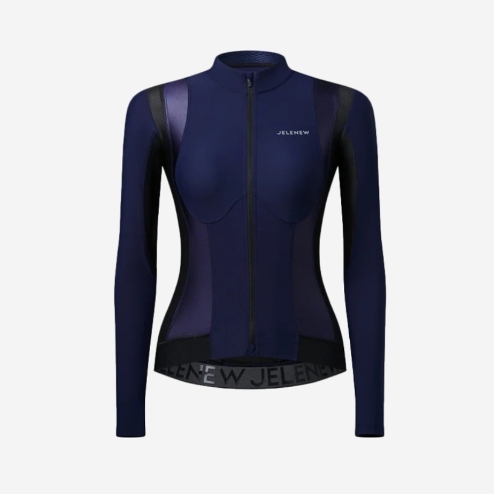 Jelenew Navy Blue L'avenir Long Sleeve Cycling Training Jersey NWT